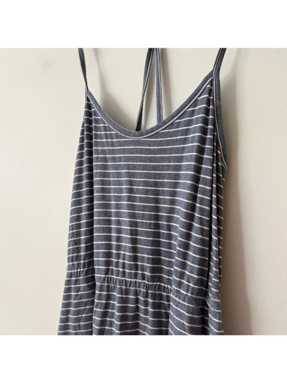 J. Crew Blue Striped Strappy Cotton Jersey Midi Dress Women's Size Medium - Picture 4 of 10